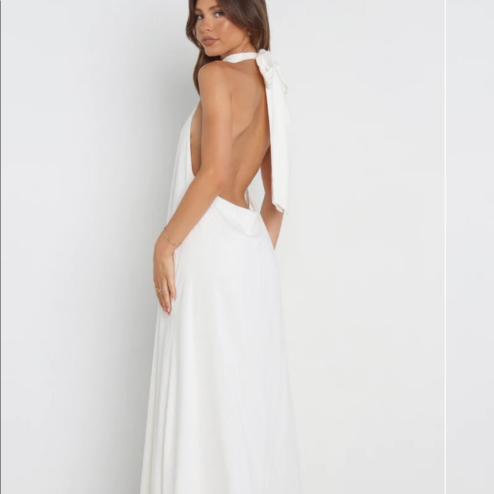 White Neck Tie Dress